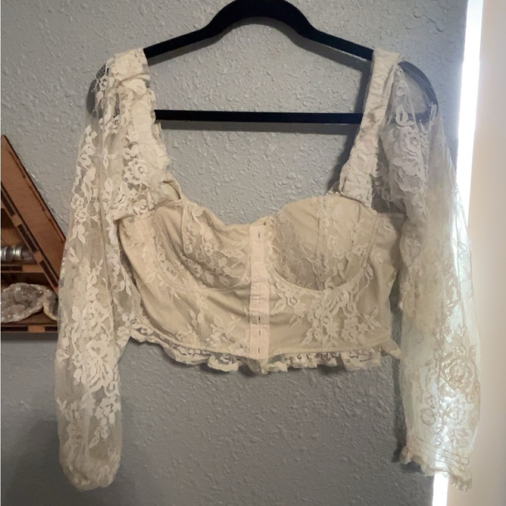 Elegant Cream Lace Women's Top